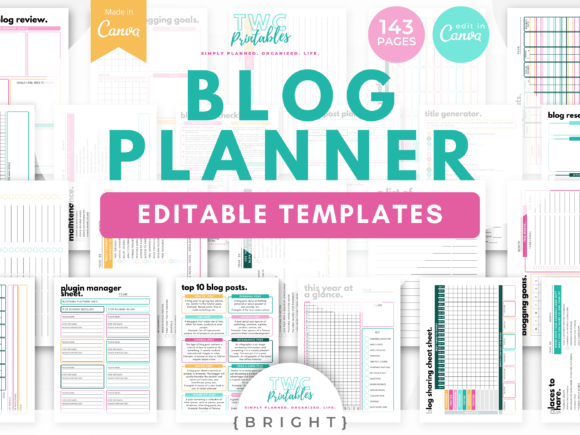Download Blog Planner Canva Templates | BRIGHT - Premium Resources