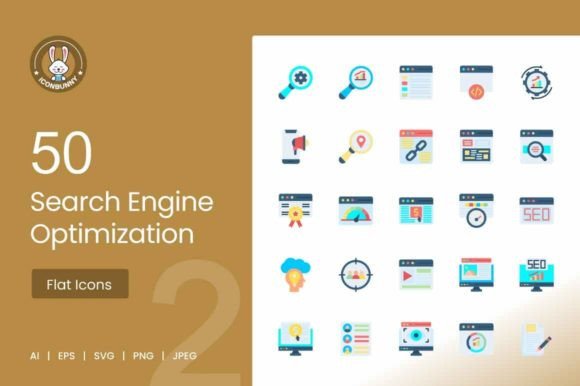 Download 50 Search Engine Optimization Flat Icons - Icon Collection