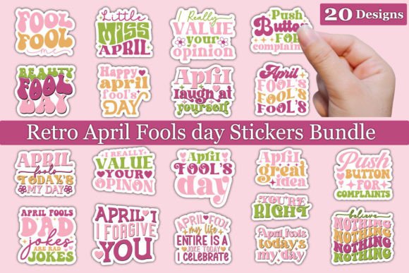Download Retro April Fools Day Stickers SVG Bundl - April Collection